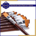 Keep Smiling Pack of 13 Flat Shapes High Quality Nylon Professional Art Brush Set Water Color Oil Acrylic Artist Paint Brush Set. 