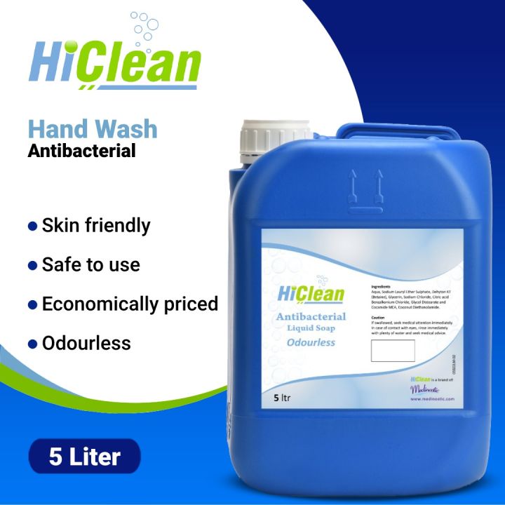 HiClean Antibacterial Liquid Handwash (Odourless) - Refill 5 Liters (No Fragrance)