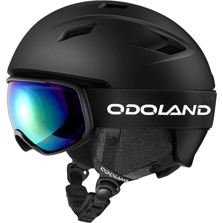 Odoland Snow Ski Helmet and Goggles Set, Sports Helmet and Protective Glasses - Shockproof/Windproof Protective Gear for Skiing, Snowboarding, Snow Sport Helmet(Small)