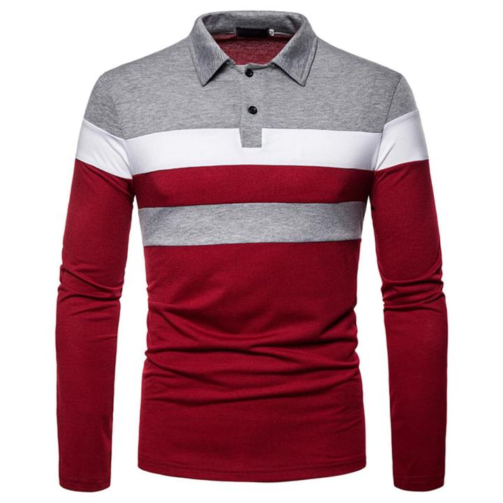 Polo Shirt Contrast Colors Slim Winter Top
