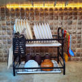 Multi-Tiered Dish Organizer by Matrix Compact 2-3 Tier Dish Rack, Utensil and Plate Holder, Adjustable and Durable Kitchen Storage Solution. 
