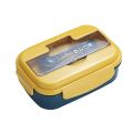 Student Lunch Box 3 Compartment Plastic Microwaveable Japanese Style Leak-proof Food Container Storage 3 Compartmentalized Box With Fork & Spoon. 