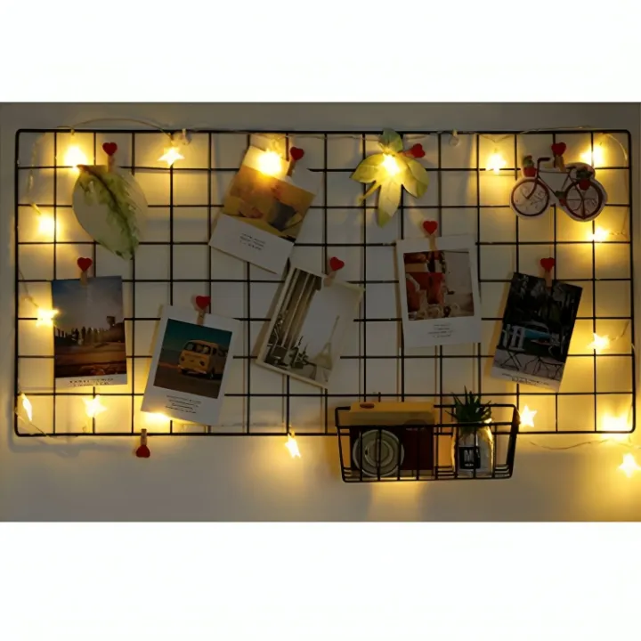 FREE%20FAIRYLIGHT%20ALONG%20%7C%20Aesthetic%20Metal%20Grid%20Wall%20Panel%20for%20Decoration%20%F0%9F%96%A4%20%7C%20Photo%20Display%20with%20Wooden%20Clips%20&%20Cards%20%7C%201.5%20x%202%20ft%20Metal%20Grid%20Wall%20Decor%20%20Home%20items,%20Perfect%20for%20any%20Wall,%20stylish%20memo%20board,%20Inbox%20Us%20for%20Cards/Stickers%20%20Customization%20-%20Image%202