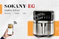 Sokany Smart Essential Air Fryer,1700W,8L Capacity,SK-8042,Bluetooth,Silver, 220V supply voltage International warranty. 