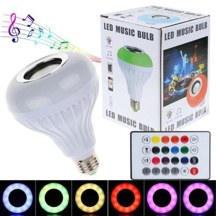 Bluetooth Speaker Bulb Smart LED RGB + Remote Control Wireless Disco Audio Music Multi Color Dimmable Lamp 12W