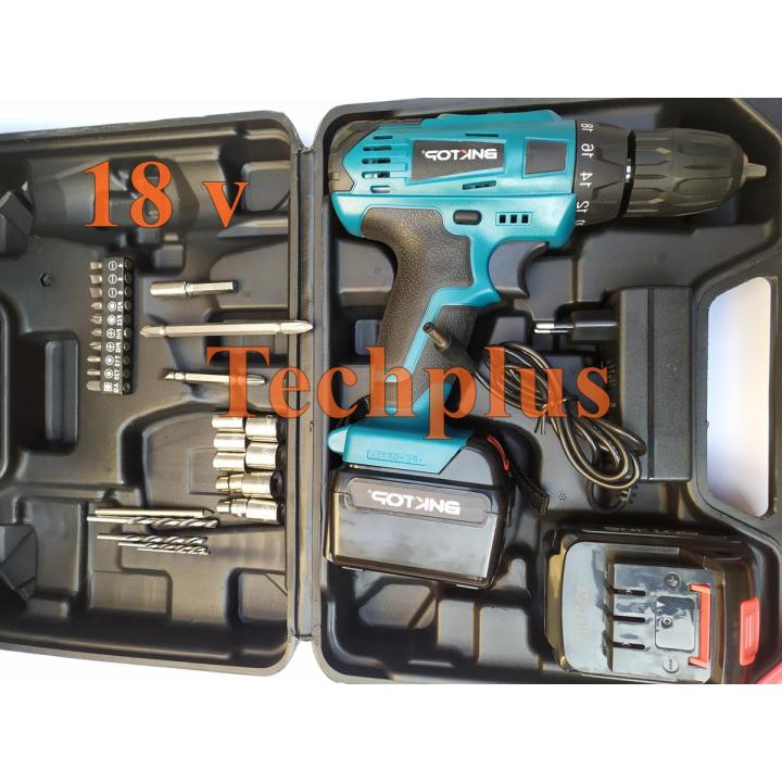 cordless drill machine 18V BNKTOP russian Brand with 2 li ion batteries drill driver variable speed