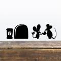 2 x 0.8 Feet Strip - Rats Mouse Pair Heart Patch Fun designed self adhesive Wall Stickers for Door, Home, Room, Kitchen, Window, Kids, Boys, Jerry Cartoon, Club, Decoration, Decor Lovers   -Black color- Rising Arts. 