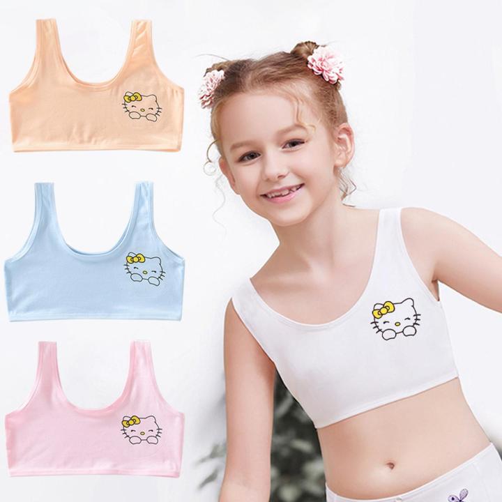 pack of 2 Girls Cotton Fabric Kids Underwear Cute Cartoon Camisole Baby Bras Undershirt Teens Vest Girl Singlet Shirt Children's