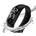 Sports Led Electronic Watch Digital Watch Band White Led Watches Waterproof Watches Wrist Watch Black. 