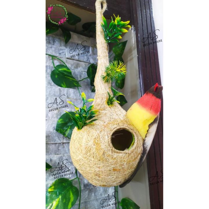 Beautiful Birds nest - handmade pet home bird house Size 12 inch - Small animals pets habitats cages breeding houses nesting outdoor feeders supplies parrots garden decorative