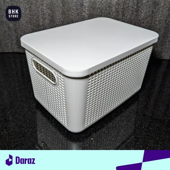 IKEA%20Style%20Premium%20Quality%20Plastic%20Storage%20Basket%20with%20Lid/Cover%20-%20Durable%20Open%20Storage%20Organizer%20Bins%20For%20Kitchen,%20Bathroom,%20Bedroom,%20Living%20Room%20-%20Mesh%20Pattern%20Design%20Multipurpose%20Home/Office%20Accessories%20Organizer%20Box%20with%20Handle%20-%20Large%20-%208L%20Capacity%20-%20Image%208