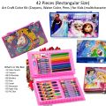 Multi Colour 42 Pieces Kids Art Artist Set in a Box with Drawers Pens Pencils Crayons Paints. 