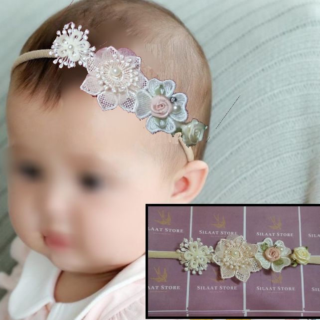 Pack of 3 baby hair band/ baby accessories - Lace style baby band (age: 3 months to 1 year)