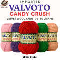 Imported Valvoto Candy Crush Velvet Yarn | Velvet Wool Yarn | 100 % polyester | 75-80 grams in one ball | Wool Vista. 