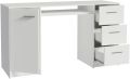 Modern Office Desk with Storage Drawers , Study Desk for Home Office, Simple Style PC Table with 3 Drawers, 1 Door and 1 Storage Shelf (White/Black). 