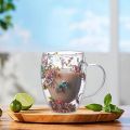 Double Wall Coffee Cup Double Wall Insulated Glasses Classic with Handle Milk Mug, Decor and Functional Mugs (Style A]. 