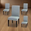 Dining Chair Covers - Light Grey - 6 Seater - Mash Fabric Chair Covers - Dining Chair Fitted Covers - Stretchable Chair Covers - Elastic Chair Slipcovers - Washable Dining Chair Protectors - Vouis London. 