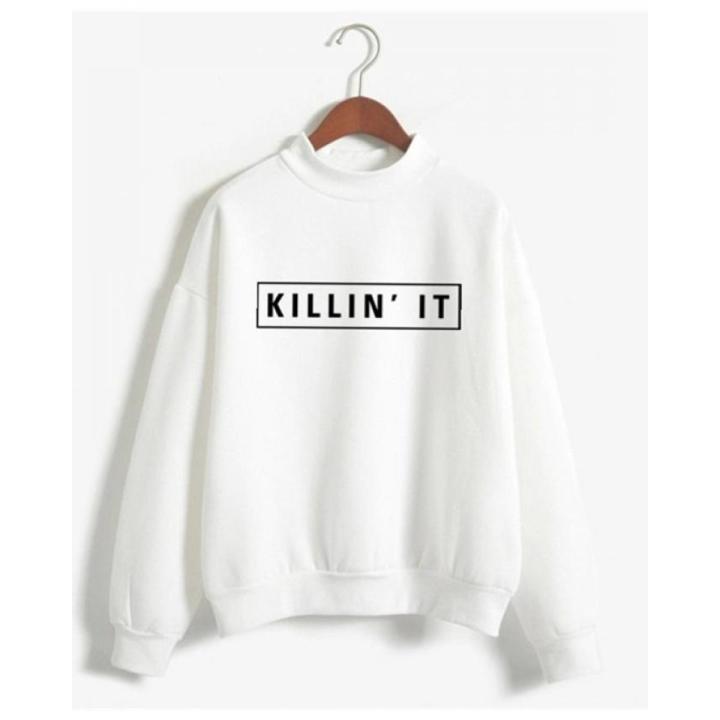 Killin' It Printed Cotton Fleece Pull Over Sweat Shirt For Man