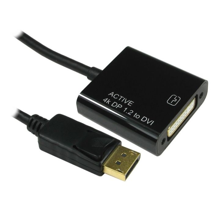 Active DisplayPort 1.2a to DVI-D Adapter – Dual-Link 4K UHD Support (3840 x 2160 at 30Hz) | AMD Eyefinity & NVIDIA Surround Compatible for Multi-Monitor Setups | 7.9-Inch Durable Cable for PC, MacBook, Projectors & Monitors