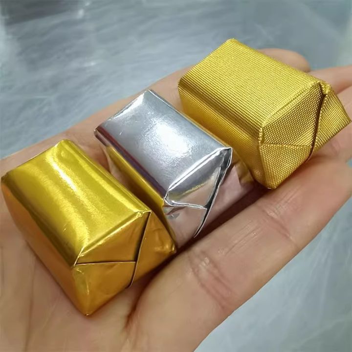 Chocolate Packaging Paper Aluminum Foil Composite Tin Foil Candy Chewing Gum Pill Tea Packaging Food Grade Material Gold Silver