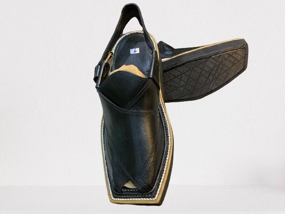 Premium Quality Black Shine Kaptaan Chappal | Peshawari Chappal Kheri for Men | Handmade Mianwali Chappal
