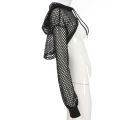 G&H Women Casual Vest Bra Cover Fish Net Hollow out Drawstring Micro Length Hoodie. 