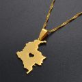 Anniyo Colombia Map Pendant Necklace For Women/men Gold Color Map Of Colombian Chains 004521. 