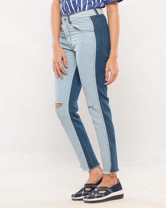 Two Tone Denim Jeans For Women
