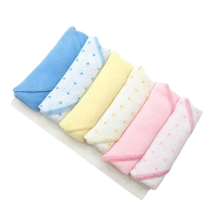 MiniMe Pack of 6 Face Towels for Babies Dotted Set Pack Of 6 in Multi-Color
