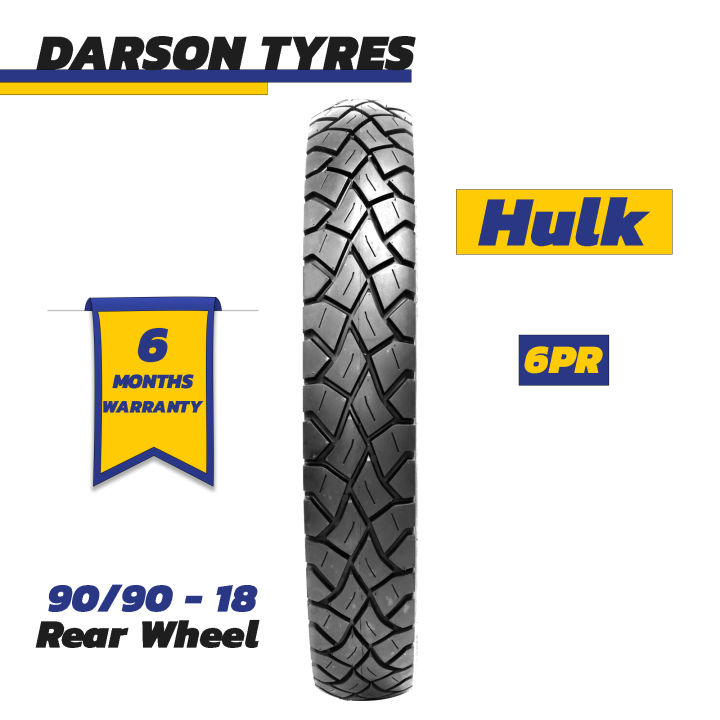 HULK 90/90-18 (Rear Wheel) - YBR 125CC Motorcycle Tyre and Tube Set DARSON TYRES
