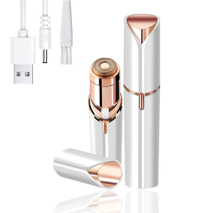 WISCOBUY Rechargeable Painless Facial Hair Remover for Women | USB Electric Shaver with LED Light | Lipstick-Shaped Portable Eyebrow, Lip, Chin & Upper Lip Trimmer | Original Finishing Touch Flawless Hair Removal | Imported & Original for Girls & Ladies