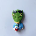 [4 free shipping] Douyin creative drinking water button nose green fish three-dimensional magnetic refrigerator stickers decorative net red magnets. 