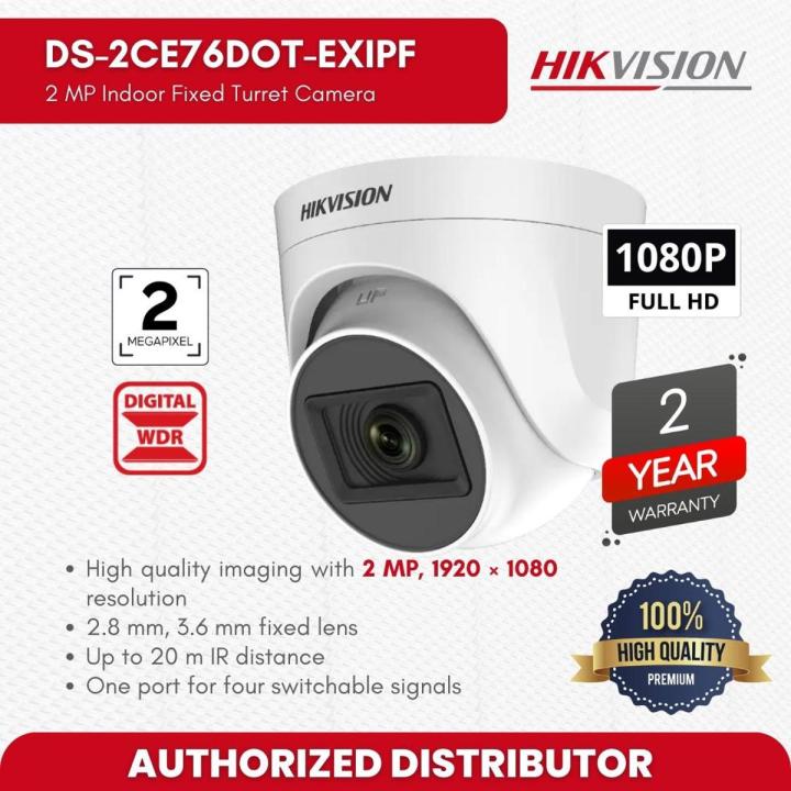 HIKVISION DS-2CE76D0T-EXIPF 2 MP Indoor Fixed Turret Camera -Turbo HD Products Turbo HD Cameras Value Series-High quality imaging with 2 MP, 1920 × 1080 resolution Camera-Up to 20 m IR distance for bright night imaging Camera