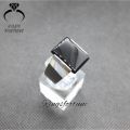 Black Aqeeq Ring for Men  Black Agate Stone Ring  Square Cut Black Aqeeq Stone Ring  Handmade Chandi Ring ( 925 Silver ). 