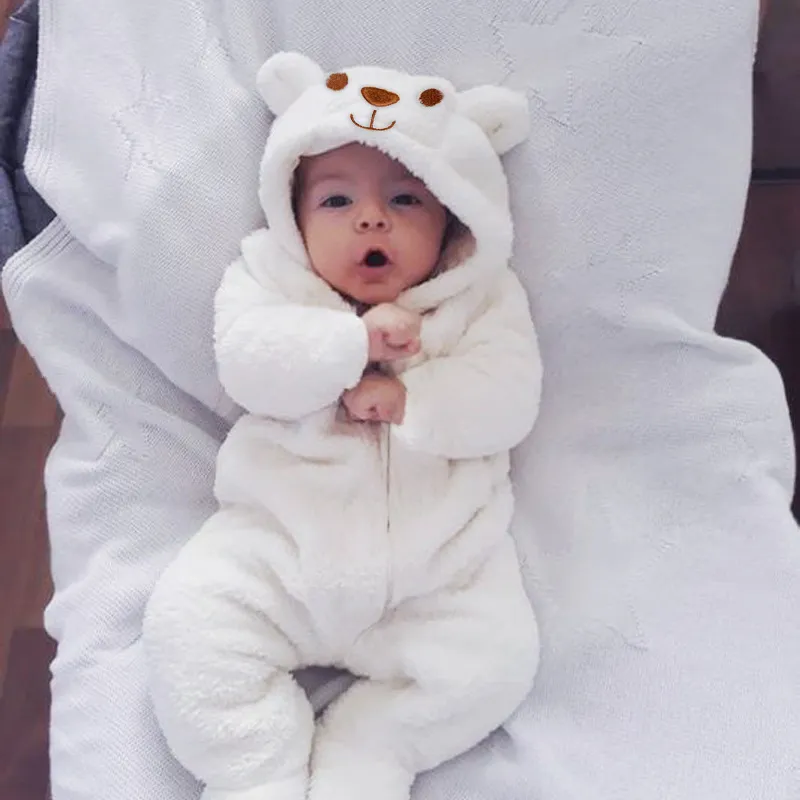 Cute BABY Newborn Baby Boy Girl Clothes Long Sleeve Hoddies Bear Zipper Baby Romper Clothes Autumn Winter Wear 0 18M Daraz.pk