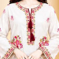 Bin Najeeb Women’s Embroidered 2 Piece Suit – White & Maroon. 
