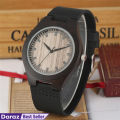 REDFIRE Minimalist Black Analog Display Round Wood Dial Wristwatch Men Genuine Leather Casual Wristwatch Natural Wood Watch. 