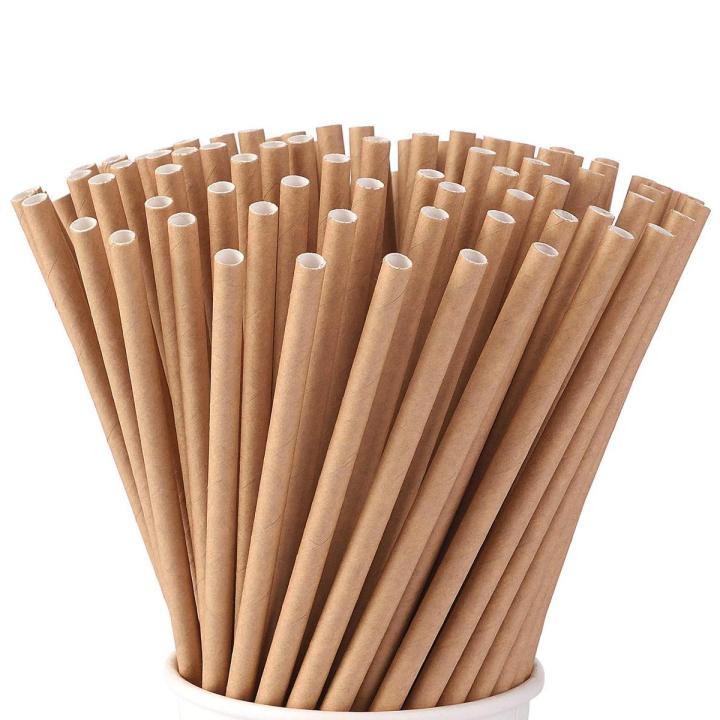 Party handmade children's white color paper straws 100 disposable degradable net red environmental protection