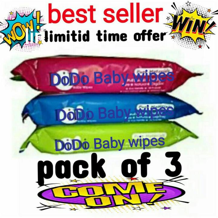 BABY WIPES DODO 3 PACK OF 80 COTTON SHEETS