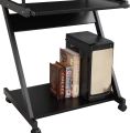 Small Computer Desk with 4 Wheels, 2 of which with Brakes, PC Table in Z Shape with Keyboard Drawer for Home and Office, 60 x 48 cm. 