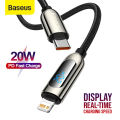 Baseus LED Display Fast Charging Cable USB Type C Nylon Braided Durable Data Cable. 