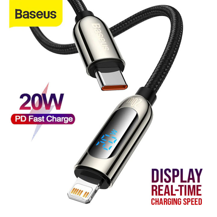 Baseus LED Display Fast Charging Cable USB Type C Nylon Braided Durable Data Cable