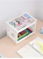 Desktop Double-Layer Plastic Storage Holder Rack Cosmetic Box Kitchen Bathroom Desk Shelf Organizer Office Supplies Stationery (RANDOM COLORS). 