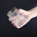 Drinkware Glass Set of 6 pcs – Ridged Stripe Gold Rim Glassware set. 