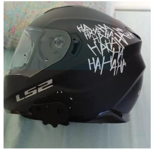 1Pc WHITE Funny motorcycle helmet sticker Hahaha Reflective Type Sticker, Car Stickers, Stickers for Car custom