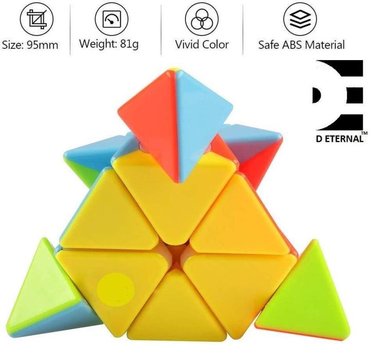 Stickerless Pyramid Cube 3x3 Speed Triangle Pyraminx Puzzle Cube