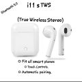 TWS i11 Airpods (True Wireless Stereo) Bluetooth With Super Sound & High Quality Touch Sensors True Stereo Headphones with Mic. Bluetooth Wireless Earbuds + Sport Headset for All Devices.. 