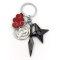 Fashion Cartoon Anime Keychain Red Cloud Ninja Kunai Keyring Hokage Konoha Rebellious Forehead Shuriken Bitter Alloy Keychain ANLAN. 