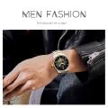 POSHI Luxury watch for men relo water proof Creative Dial Automatic Movement Wrist Watch For Man gold/black calendar luminous display Stainless Steel Strap.