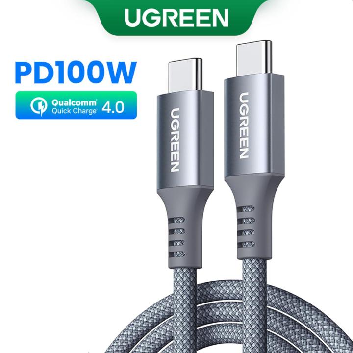 UGREEN 100W Type C 5A Silica Gel Fast Charging Cable E-Marker USB C to USB C Nylon Braided for Samsung S23 Ultra iPad Pro Macbook Switch Mobile Phone